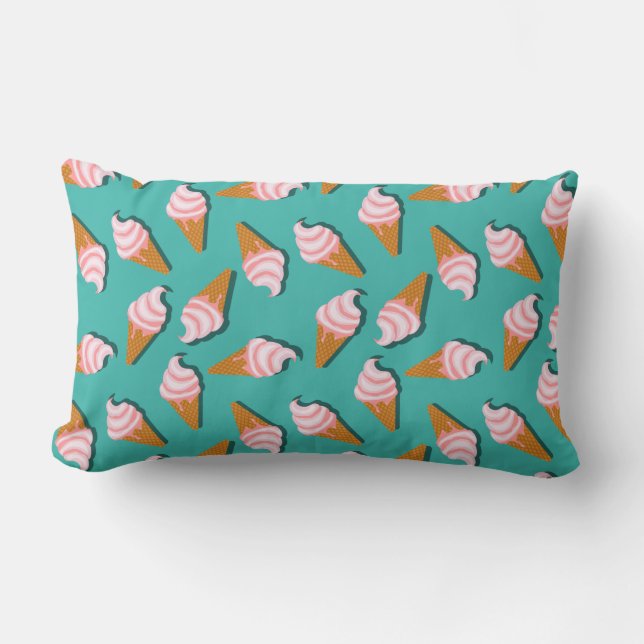 Waffle cones ice cream and frozen yogurt pattern lumbar cushion (Front)
