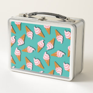 Waffle cones ice cream and frozen yogurt pattern metal lunch box