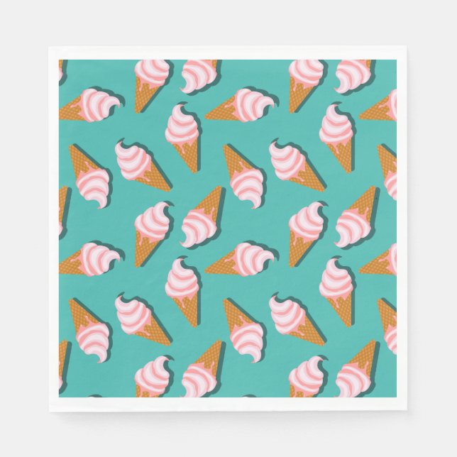 Waffle cones ice cream and frozen yogurt pattern napkin (Front)