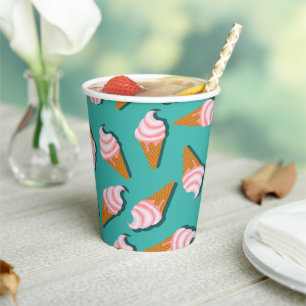 Waffle cones ice cream and frozen yogurt pattern paper cups