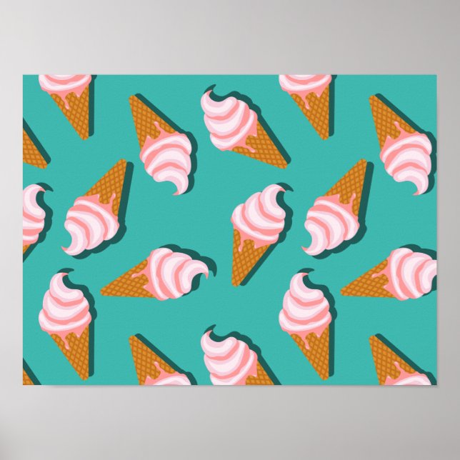 Waffle cones ice cream and frozen yogurt pattern poster (Front)