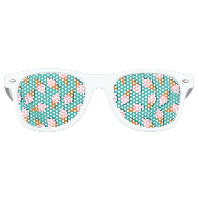 Waffle cones ice cream and frozen yogurt pattern retro sunglasses (Front)