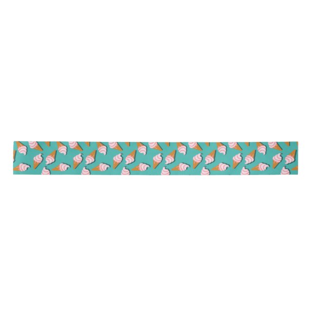 Waffle cones ice cream and frozen yogurt pattern satin ribbon (Front)