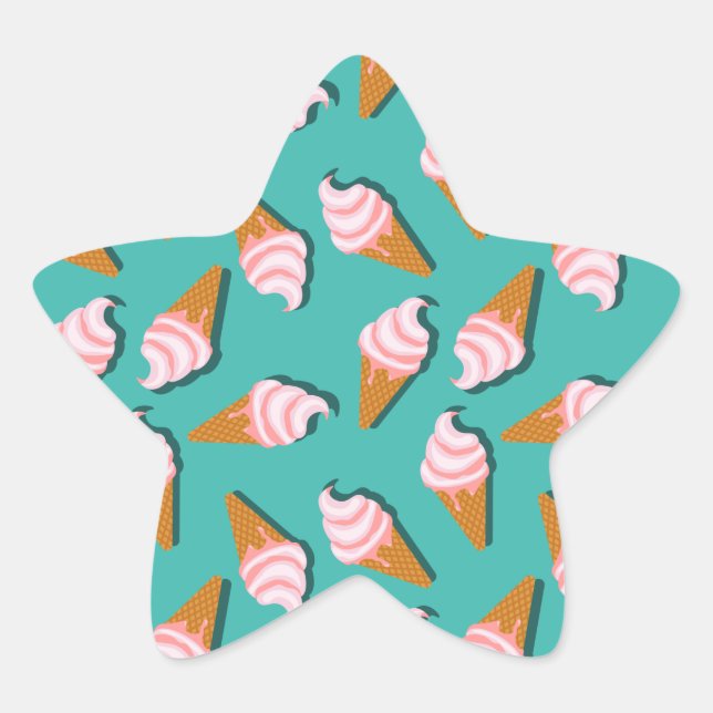 Waffle cones ice cream and frozen yogurt pattern star sticker (Front)