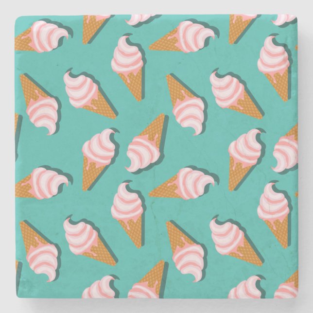 Waffle cones ice cream and frozen yogurt pattern stone coaster (Front)