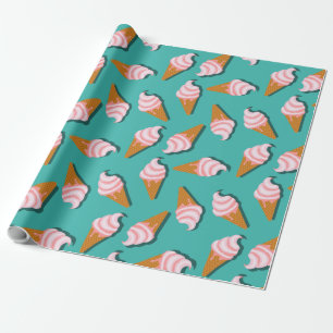 Waffle cones ice cream and frozen yogurt pattern wrapping paper
