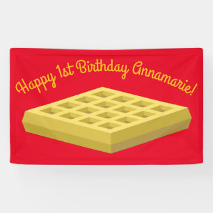 Waffle Cute Breakfast Birthday Party Banner
