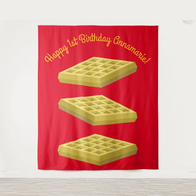 Waffle Cute Breakfast Birthday Party Tapestry (Front)