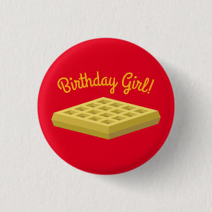 Waffle Cute Breakfast Brunch Kids 1st Birthday 3 Cm Round Badge