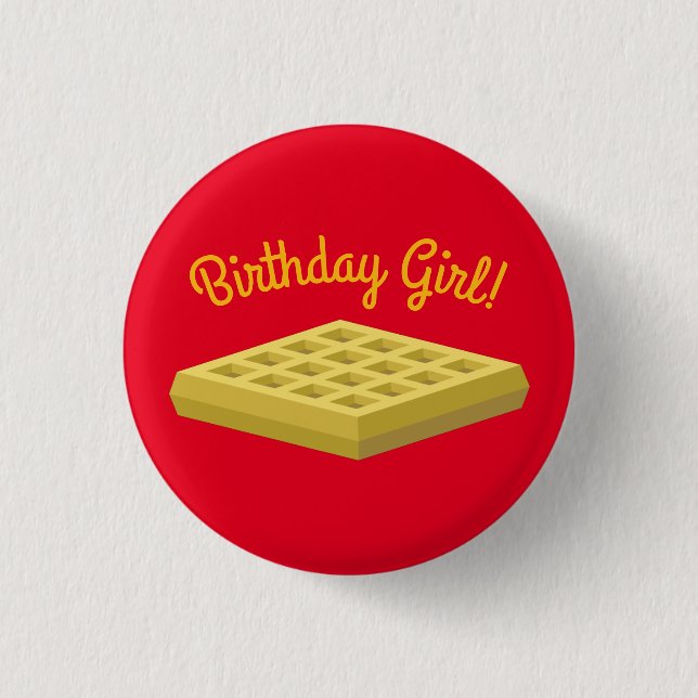 Waffle Cute Breakfast Brunch Kids 1st Birthday 3 Cm Round Badge (Front)