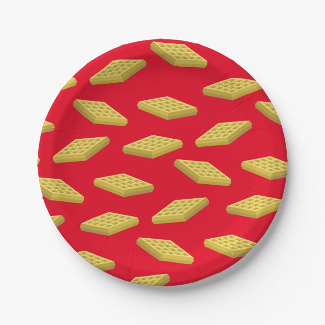 Waffle Cute Breakfast Brunch Kids 1st Birthday Paper Plate (Front)