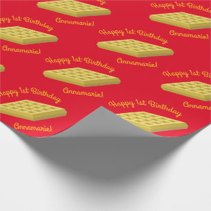 Waffle Cute Breakfast Brunch Kids 1st Birthday Wrapping Paper