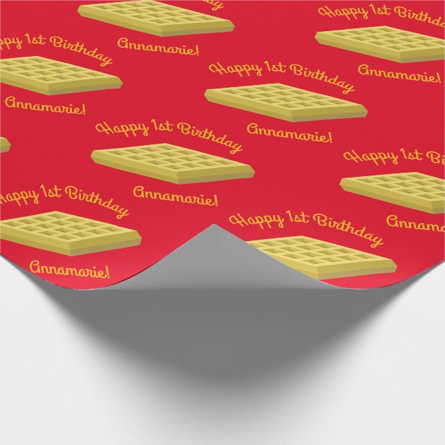 Waffle Cute Breakfast Brunch Kids 1st Birthday Wrapping Paper (Corner)