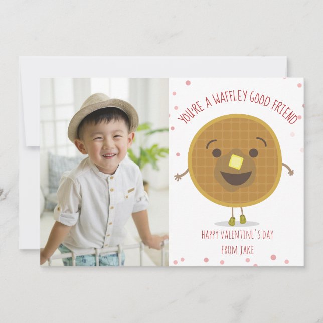 Waffle Good Friend Photo Classroom Valentine Card (Front)