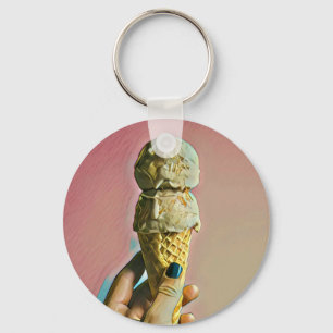 Waffle ice cream cone key ring
