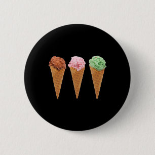Waffle Ice Cream Cones And Chocolate Ice Cream 6 Cm Round Badge