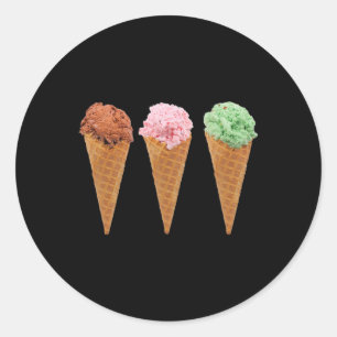 Waffle Ice Cream Cones And Chocolate Ice Cream Classic Round Sticker
