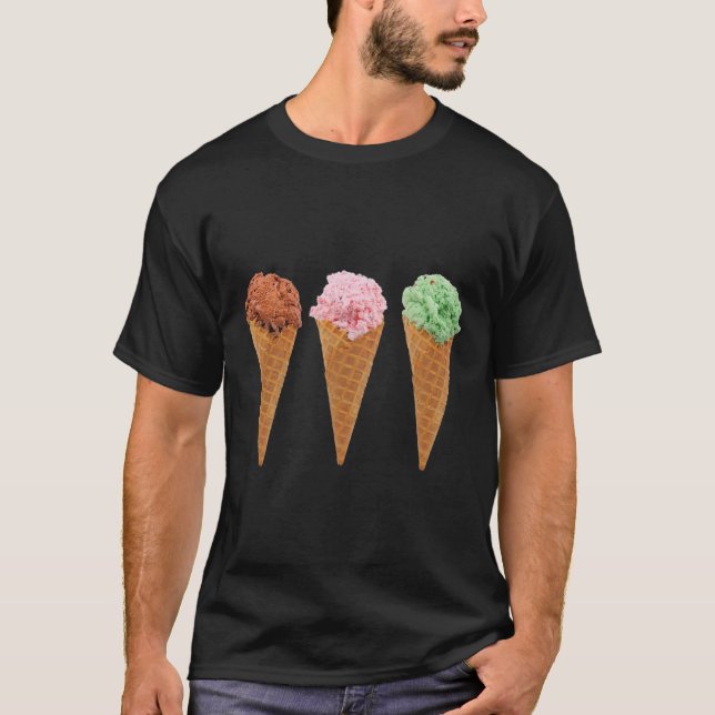 Waffle Ice Cream Cones And Chocolate Ice Cream  T-Shirt (Front)