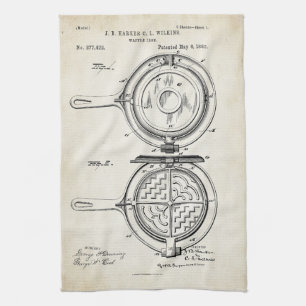 Waffle Iron Patent Print 1883 Towel