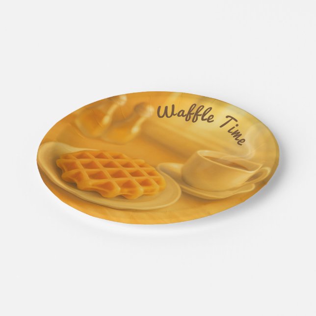 Waffle Time – Belgian Breakfast Paper Plate (Angled)