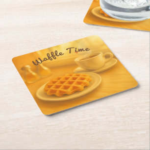 Waffle Time – Cosy Belgian Breakfast Moments Square Paper Coaster
