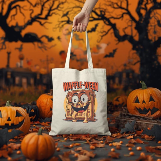 Waffle-ween Funny Halloween Breakfast Waffle Pun Tote Bag (Creator Uploaded)