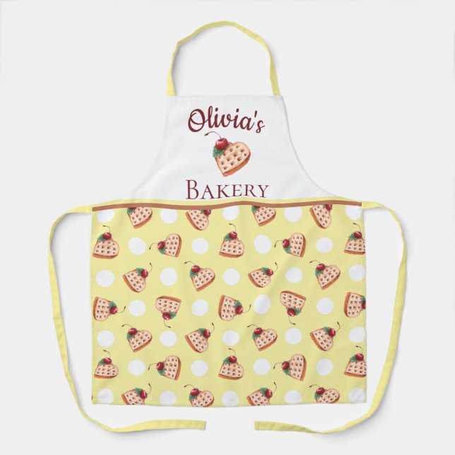 Waffles and Cream Personalised Bakery Name Apron (Front)