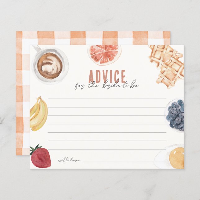Waffles Coffee Fruits Bridal Brunch Advice Cards (Front/Back)