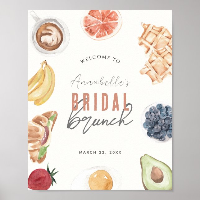 Waffles Coffee Fruits Bridal Brunch Welcome Sign (Front)