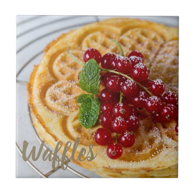 Waffles homemade with currants for sweet tooth ceramic tile (Front)