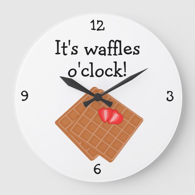 Waffles O'Clock fun food graphic Large Clock (Front)