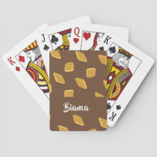 Waffles pattern on brown playing cards