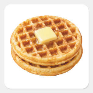Waffles with Butter on White Square Sticker