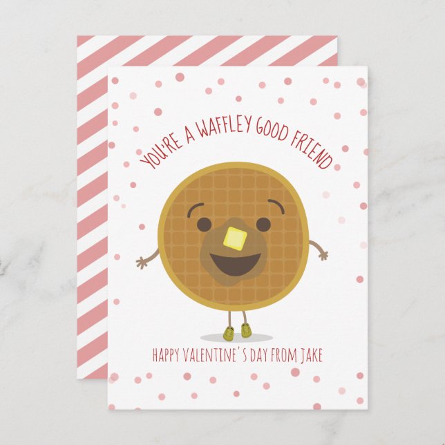 Waffley Good Friend Waffle Kid Classroom Valentine Postcard (Front/Back)