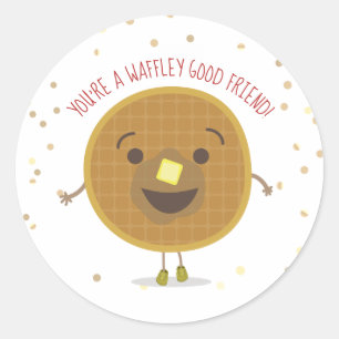Waffley Good Friend Waffle Valentine Kids Classic Round Sticker