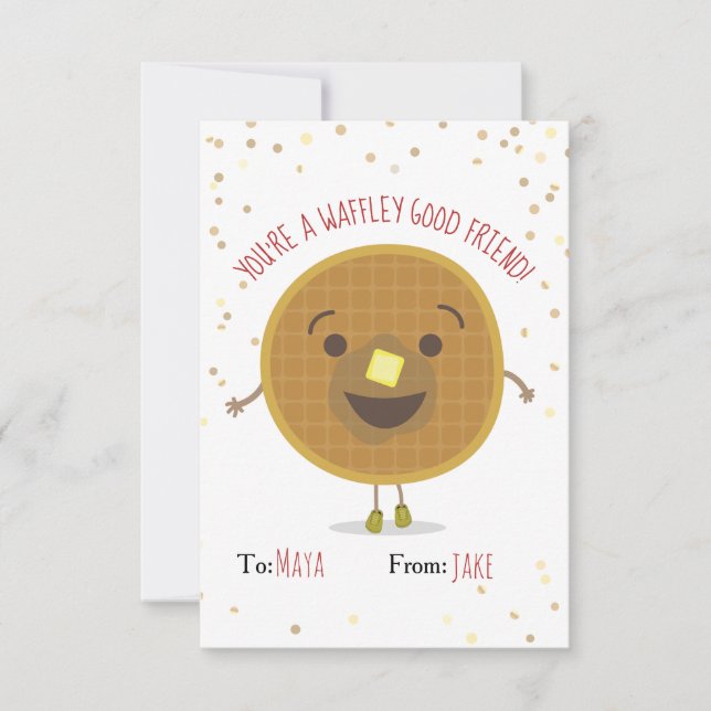 Waffley Good Friend Waffle Valentine Kids Postcard (Front)