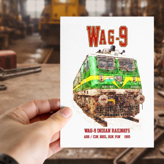 WAG-9 Locomotive. Indian Railways freight train Postcard (WAG-9 Locomotive. Indian Railways freight train. Postcard)