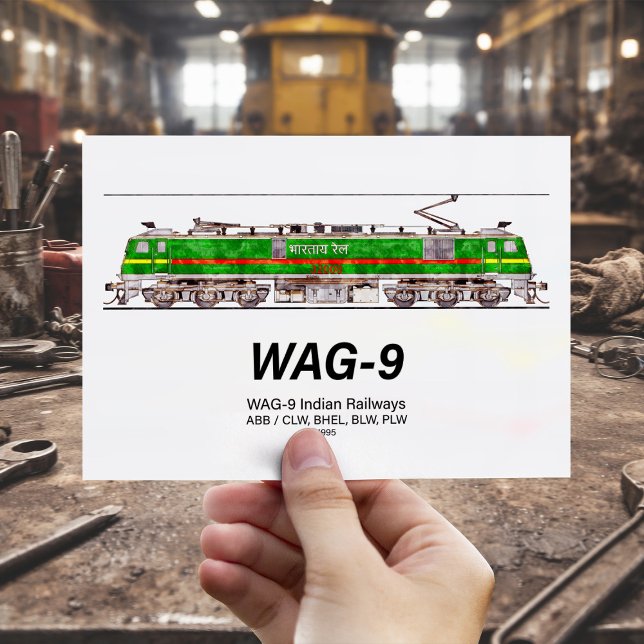 WAG-9 Locomotive. Indian Railways freight train Postcard (WAG-9 Locomotive. Indian Railways freight train. Postcard)