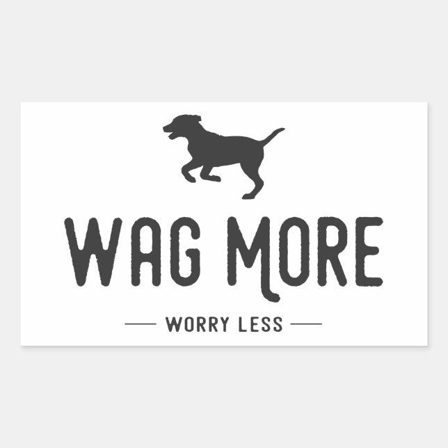 Wag More Worry Less Rectangular Sticker (Front)