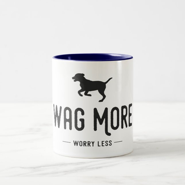 Wag More Worry Less Two-Tone Coffee Mug (Center)