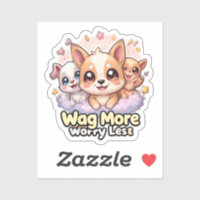 Wag More Worry Less Vinyl Cute Kawaii Puppy Dog