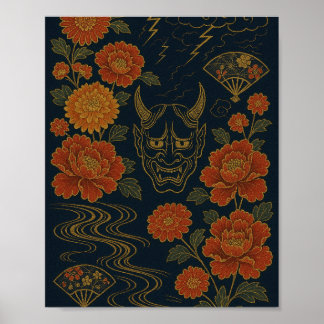 wagara "Storm of the Oni: Traditional Japanese Art Poster