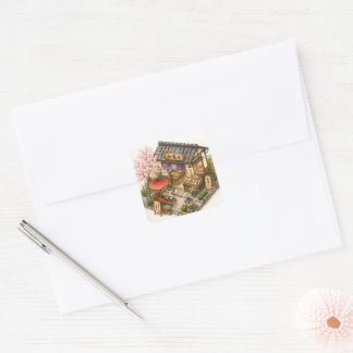 Wagashi Shop Watercolor Square Sticker