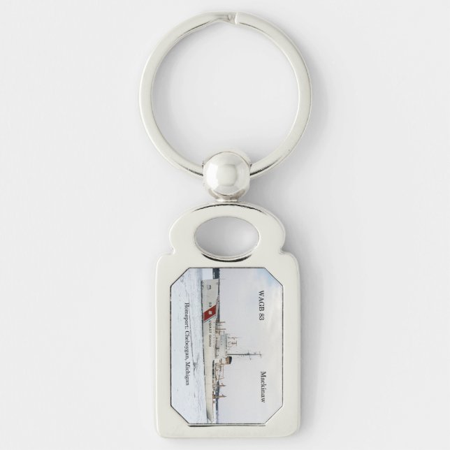 WAGB 83 Mackinaw white metal key chain (Front)