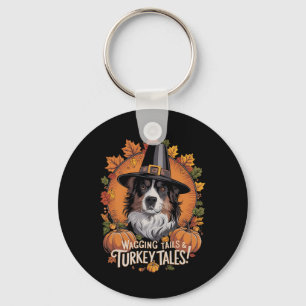 Wagging Tails And Turkey Tales Thanksgiving Dog Pi Key Ring