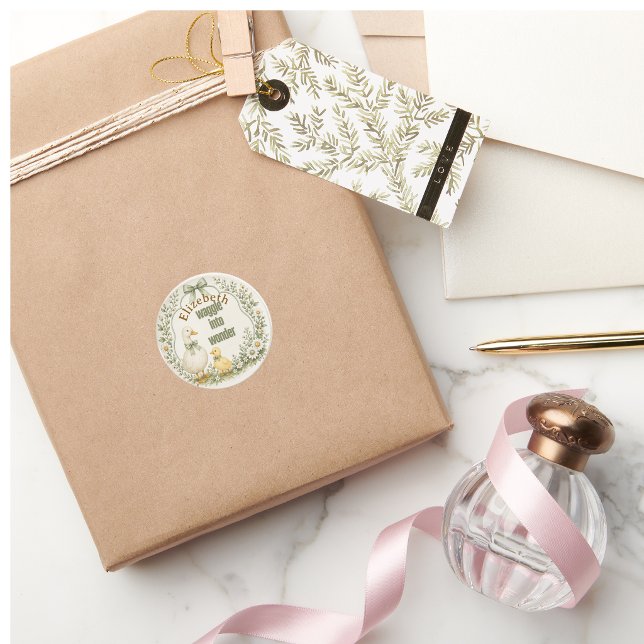  waggleinto wonder  sage green Favour Box Classic Round Sticker (Creator Uploaded)