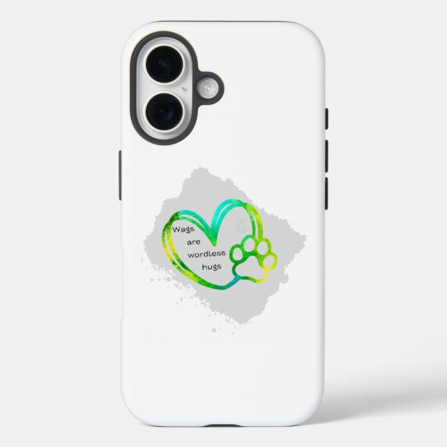 Wagless Hugs Heart Paw Print iPhone Case (Back)