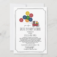 Wagon Bear Balloons Drive By Baby Shower Neutral
