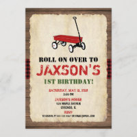 Wagon birthday invitations, boy 1st birthday