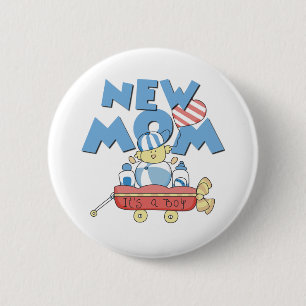 Wagon New Mum It's a Boy 6 Cm Round Badge